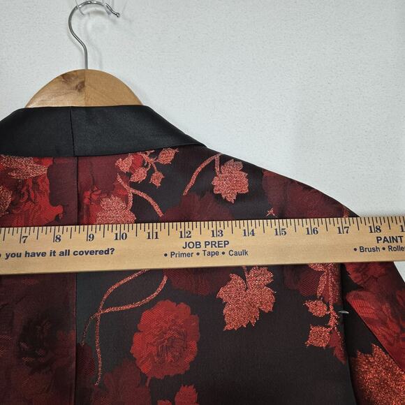 Mazari Tuxedo Jacket & Bowtie Sz S Black Red Floral Formal Holiday Evening - Picture 15 of 16